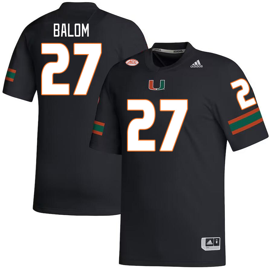 Men #27 Brian Balom Miami Hurricanes College Football Jerseys Stitched-Black